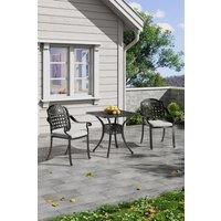 Black 2-Seater Cast Aluminum Garden Dining Set