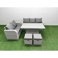 Fimous 7 Seater PE Rattan Wicker Garden Furniture Patio Conservatory Sofa Set w/ Adjustable Lifting Dining or Coffee Table 3 Seater Sofa Love Sofa 2