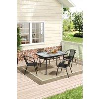 Outdoor Garden Coffee Table with 4 PE Rattan Chairs