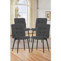 4Pcs Modern Frosted Velvet Upholstered Dining Chairs