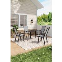 Garden Metal Slatted Coffee Table with 4 Foldable Chairs