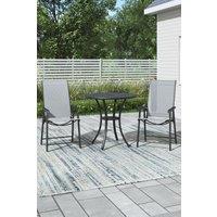 Outdoor Cast Aluminum Patio Dining Table with 2 Foldable Chairs