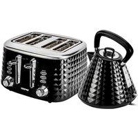 Geepas "Argyle" Matching 1.5L Cordless Jug Kettle & 4 Slice Toaster Set in Black