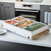 Cooks Professional 4-Section Buffet Warmer 7.2L with Hotplate Function & Adjustable Temp in White
