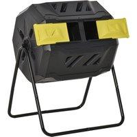OUTSUNNY 160L) Outdoor Tumbling Compost Bin with Dual Chamber in Yellow