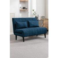 More4Homes Harper 2 Seater Folding Clic Clac Fabric Lounge Futon Sofa Bed in Blue