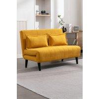 More4Homes Harper 2 Seater Folding Clic Clac Fabric Lounge Futon Sofa Bed in Mustard