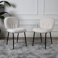 Home Garden Direct Muffin - Set of 2 Dining Chairs in Boucle - Cream in Beige