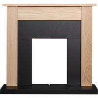 Adam Fires & Fireplaces Adam Southwold Fireplace in Oak & Black, 43 Inch in Light Oak