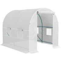 OUTSUNNY Polytunnel Greenhouse Roll Up Door Windows Outdoor Grow House 2x2.5m in White | Size: 1 Pack
