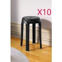 Living and Home 10 Pcs Plastic Stackable Round Stools Dining Chair ( Load Capacity 150kg ) in Black
