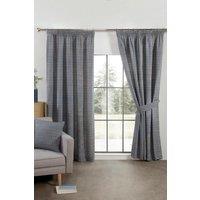 Sundour Aztec Pencil Pleat Fully Lined Ready Made Taped Top Curtain Pair in Navy | Size: 117 cm width x 137 cm drop