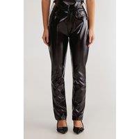 NastyGal Women's Distressed Vinyl Pants in Black | Size: 16