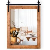 Costway Wall Mounted Mirror Rectangle Decorative Vanity Mirror in Brown