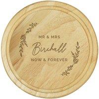 Personalised Memento Company Personalised Laurel Round Wooden Chopping Board in Light Oak