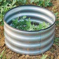 Gr8 Garden Raised Bed Planter Round Galvanised Steel Flower Trough 60 x 30cm in Silver | Size: 60 x 30 cm