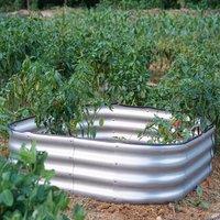 Gr8 Garden Galvanised Steel Raised Bed Planter Square Trough Box 120x120x30cm in Silver | Size: 120 x 120 x 30 cm