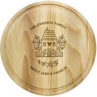 Personalised Memento Company Personalised HOME Round Chopping Board in Light Oak