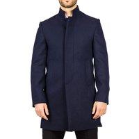 TruClothing Men's Stand Collar Wool Blend Overcoat Classic Trench Coat Winter Jacket in Navy | Size: 3XL