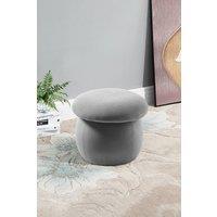 Living and Home Cute Mushroom-Shaped Velvet Pouf Footstool in Grey