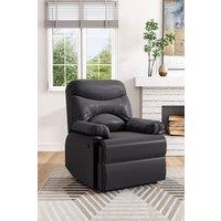 Black Manual Faux Leather Recliner Armchair