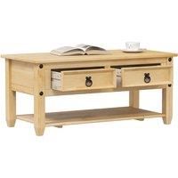 Berkfield Home Coffee Table with Drawers Corona 100x48x45 cm Solid Wood Pine in Brown | Size: 100 x 48 x 45 cm