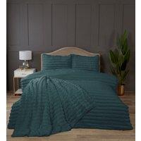Rapport Home Chunky Ribbed Fur Polyester Soft & Cozy Duvet Cover Set With Pillowcase in Green | Size: Single
