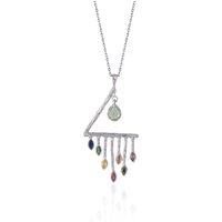 Spero London Women's Colourful Rainbow Rain Drop Necklace in Sterling Silver