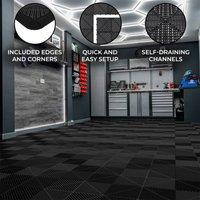 Monstershop Vented Garage Floor Tiles x 120 With Edges - Black