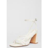 Quiz Women's White Strappy High Block Heels | Size: 8