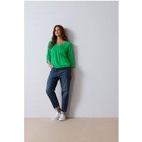 M&Co Women's Long Sleeve Henley Top in Green | Size: 12