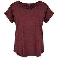 Build Your Brand Women's Long Slub T-Shirt in Red | Size: 2XL