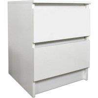 LUXURY LIFE Carlton Matt Chest of Drawers Bedside 2 Drawer Cabinet in White