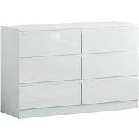 LUXURY LIFE Carlton Matt Chest of Drawers 6 Drawer Cabinet in White