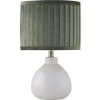 First Choice Lighting Tuscan - White Ceramic Lamp with Green Pleated Velvet Shade