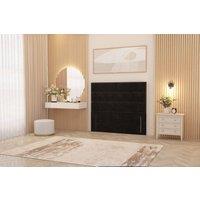 Somnior Chambery 54 Floor Standing Divan Headboard Upholstered Plush Velvet in Black | Size: Small Single