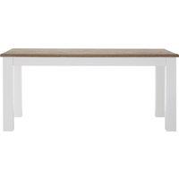 Orsina Oak Top White Dining Table, Geometric 4 Legs Dining Room Table for Home, Oak Dining Table with Brown top