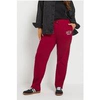 Yours Women's 'New York' Straight Leg Joggers in Red | Size: 18