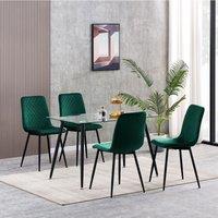 MCC Direct Set of 4 Velvet Fabric Upholstered Dining Chairs Lexi in Green