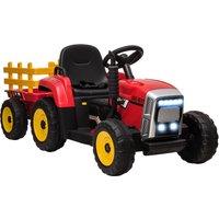 HOMCOM Ride On Tractor w/ Detachable Trailer, Remote Control, Start-Up Sound in Red