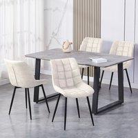 MCC Direct Set of 2 Suede Effect Dining Chairs Accent Chair - Alba in Beige