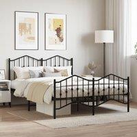 Metal Bed Frame with Headboard and Footboard Black 140x200 cm