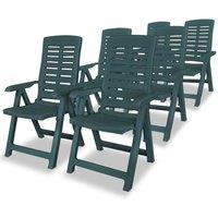 Reclining Garden Chairs 6 pcs Plastic Green
