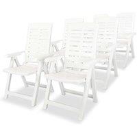 Reclining Garden Chairs 6 pcs Plastic White