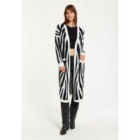 Liquorish Women's Longline Cardigan In Black & White Zebra Pattern | Size: Small