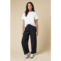 Dorothy Perkins Women's Petite Elasticated Waist Straight Leg Trouser in Navy | Size: 6