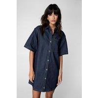 NastyGal Women's Indigo Denim Shirt Dress in Dark Indigo | Size: 8