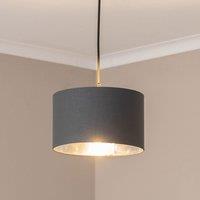 ValueLights Reni Charcoal with Metallic Chrome Inner Easy Fit Ceiling Lamp Shade | Size: Large