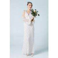 Geometric Embellished Cold Shoulder Wedding Dress