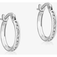 T.H.Baker Women's 9ct White Gold Cubic Zirconia Hoop Earrings 5.58.8359 in Silver